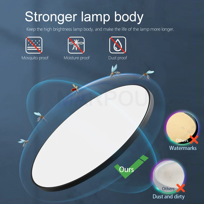 Image 5: MARPOU plafonnier intelligent lampe à LED pour chambre grandes plafonniers lumières LED avec télécommande lumières LED à intensité variable pour chambre