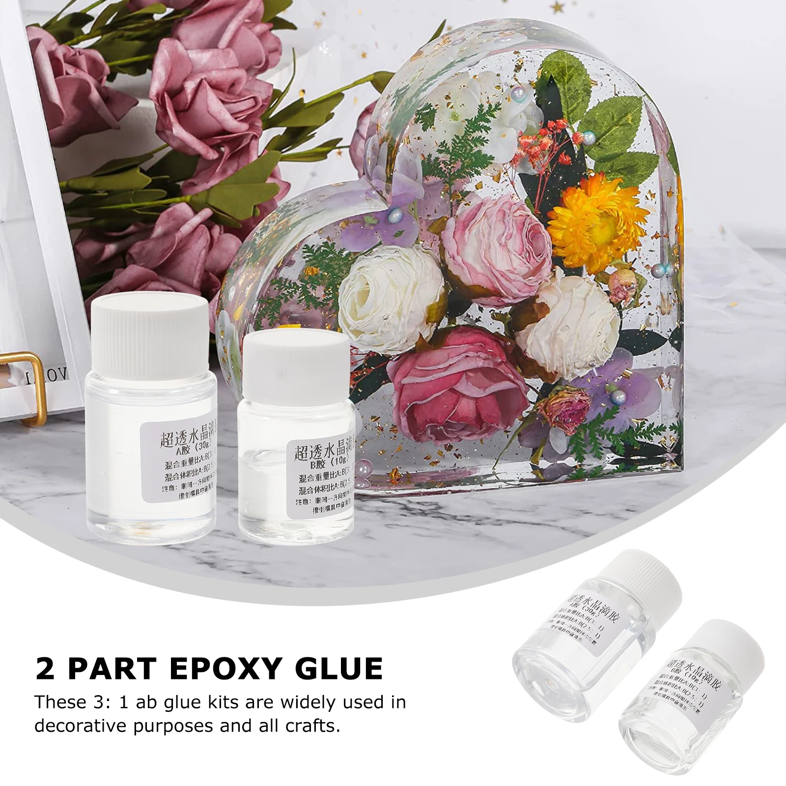 

2Sets Waterproof Epoxy Resin Glue Crystal Clear 3:1 Ab Resin Kit for Jewelry Casting Coating DIY Craft Metal Glass Wood