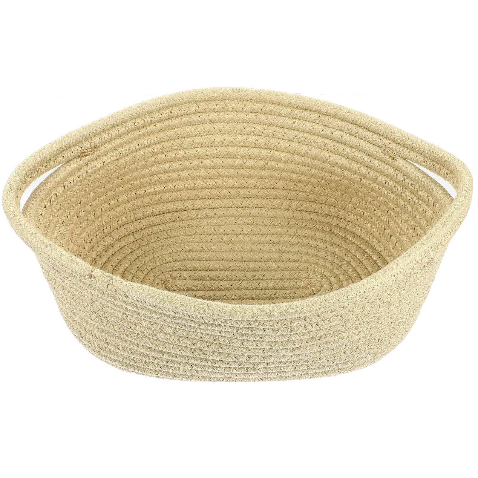 

Cotton Rope Handled Storage Basket Woven Desktop Organizer Sundries Holder for Home Office Cotton Rope Basket
