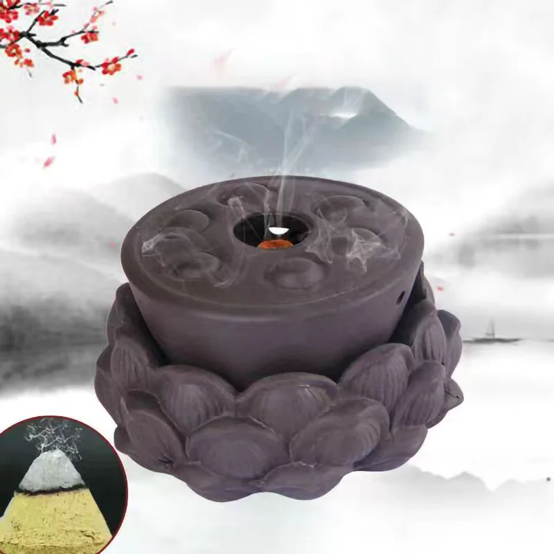 Tower Moxibustion Purple Clay Lotus Sculpt Burner Abdomen Massage Moxa Therapy Warm Uterus Treatment of Prostatitis Health Care