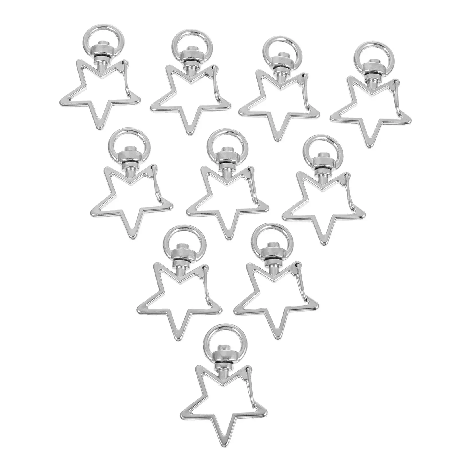 

40 шт., серебряная застежка в форме звезды, брелок для ключей с карабином, поворотный коготь, металлические брелки, кулон, декоративные очаровательные ювелирные изделия