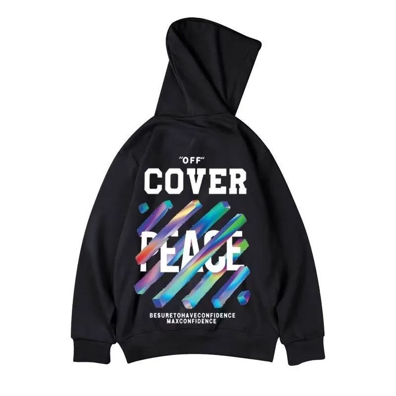 

Men Oversize Pullover Hoodie Fashion Loose American Style Trendy Three-dimensional Letters Print Couple Clothes Y2K Streetwear