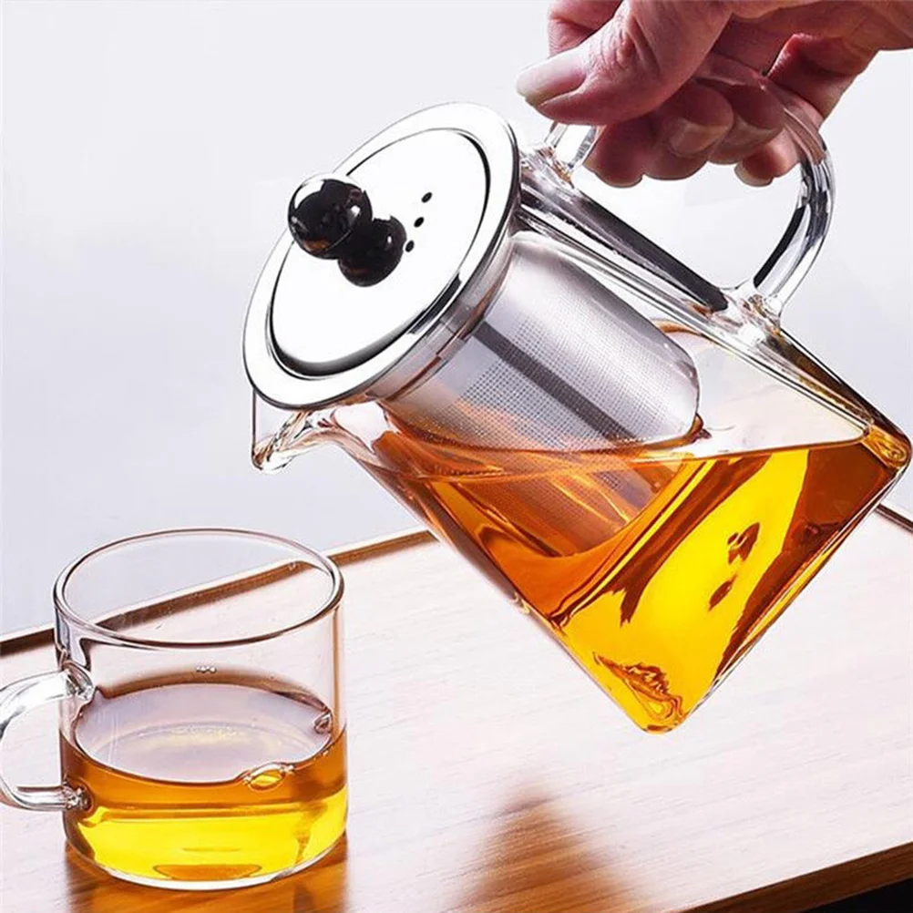 

Clear Glass Tea Kettle 950ml Heat Resistant Teapot with Stainless Steel Fine Mesh Infuser Filter Suitable for Tea Coffee Brewing