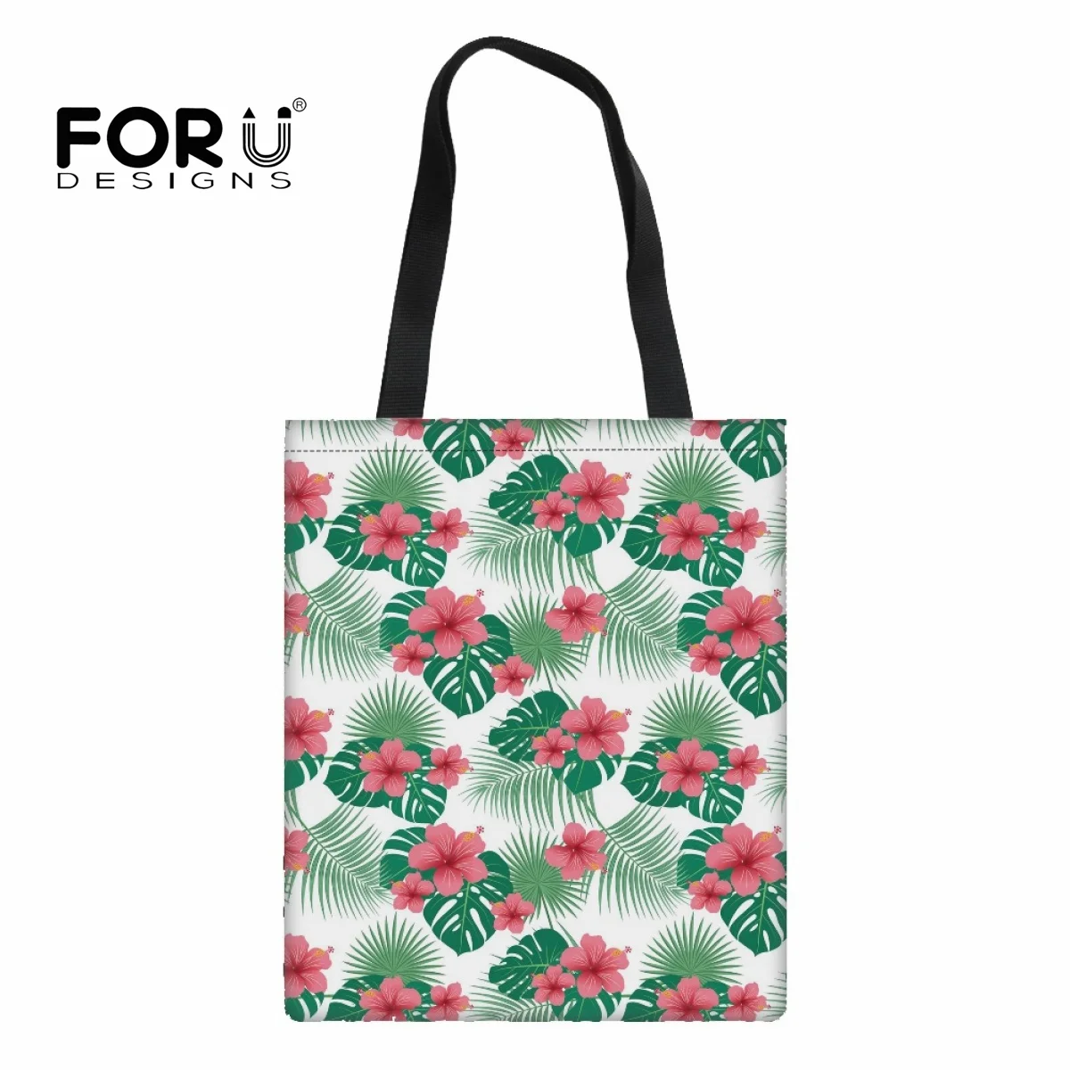 FORUDESIGNS Tropical Plants Monstera Leaf Print Shoulder Bags for Women Large Capacity Handbag Beach Canvas Bag Custom Totes