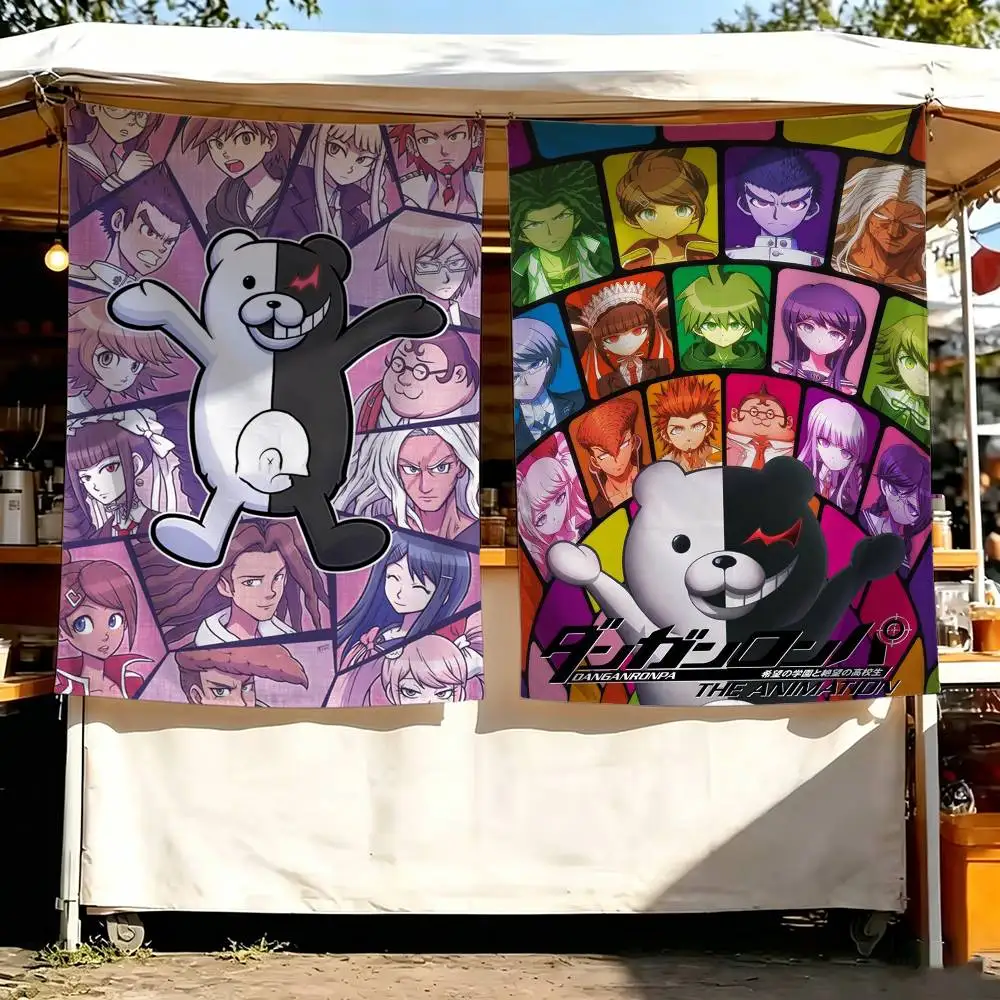 Anime D-Danganronpa Monokuma Tapestry Flags Wall Hanging Background Art Banner for Bedroom Home Outdoor Decor