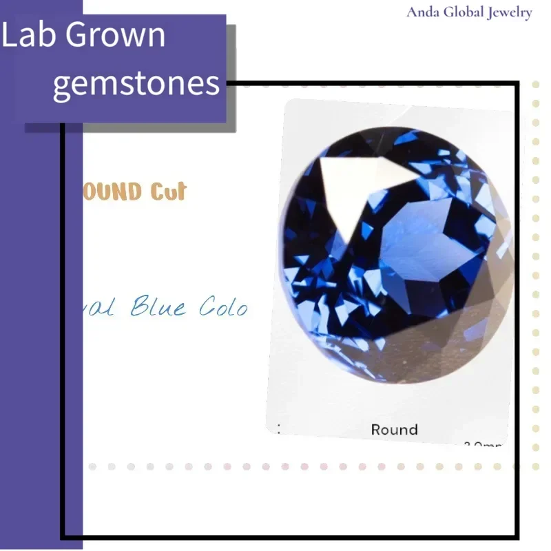 

L-Lab Grown Sapphire Royal Blue Color Round Cut AAA+Clarity for Jewelry Setting&Custom Design Selectable Certificate