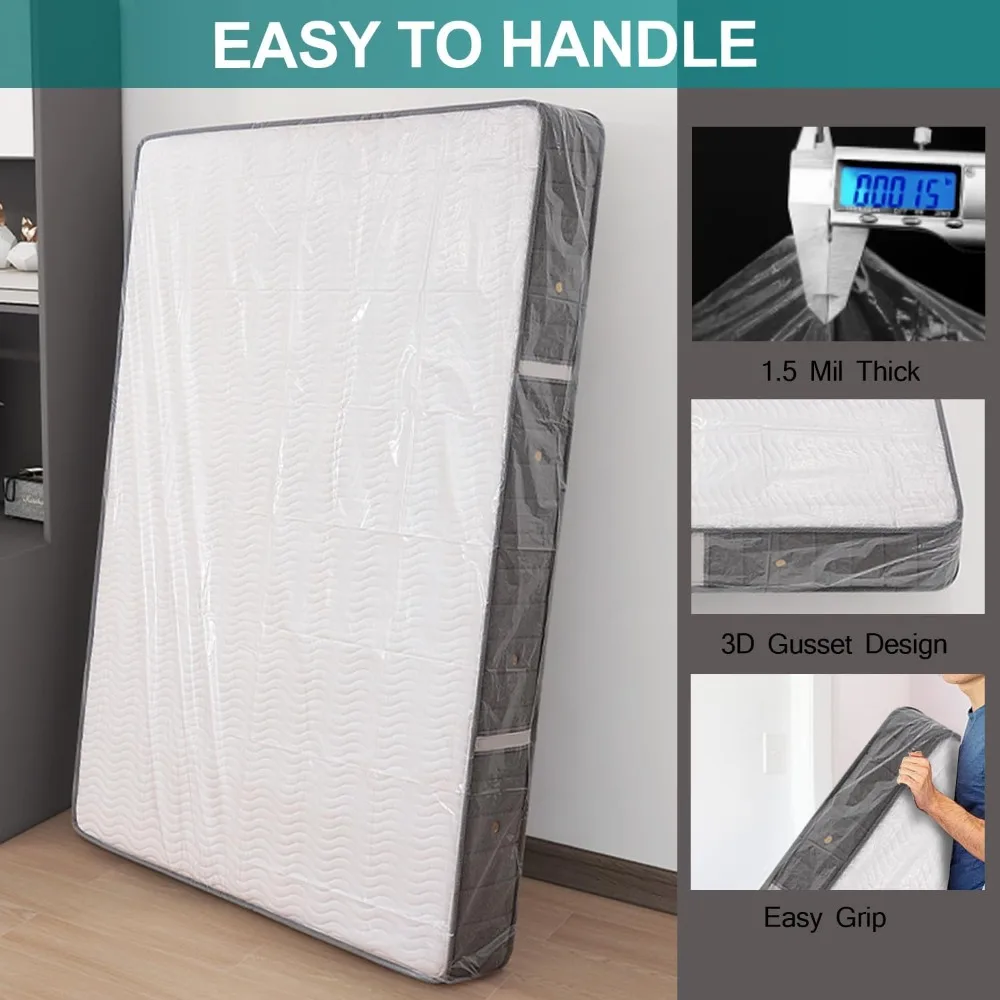 Waterproof Mattress Cover Bag for Moving and Storage Heavy-Duty Plastic Mattress Protector Moving Supplies Twin Size