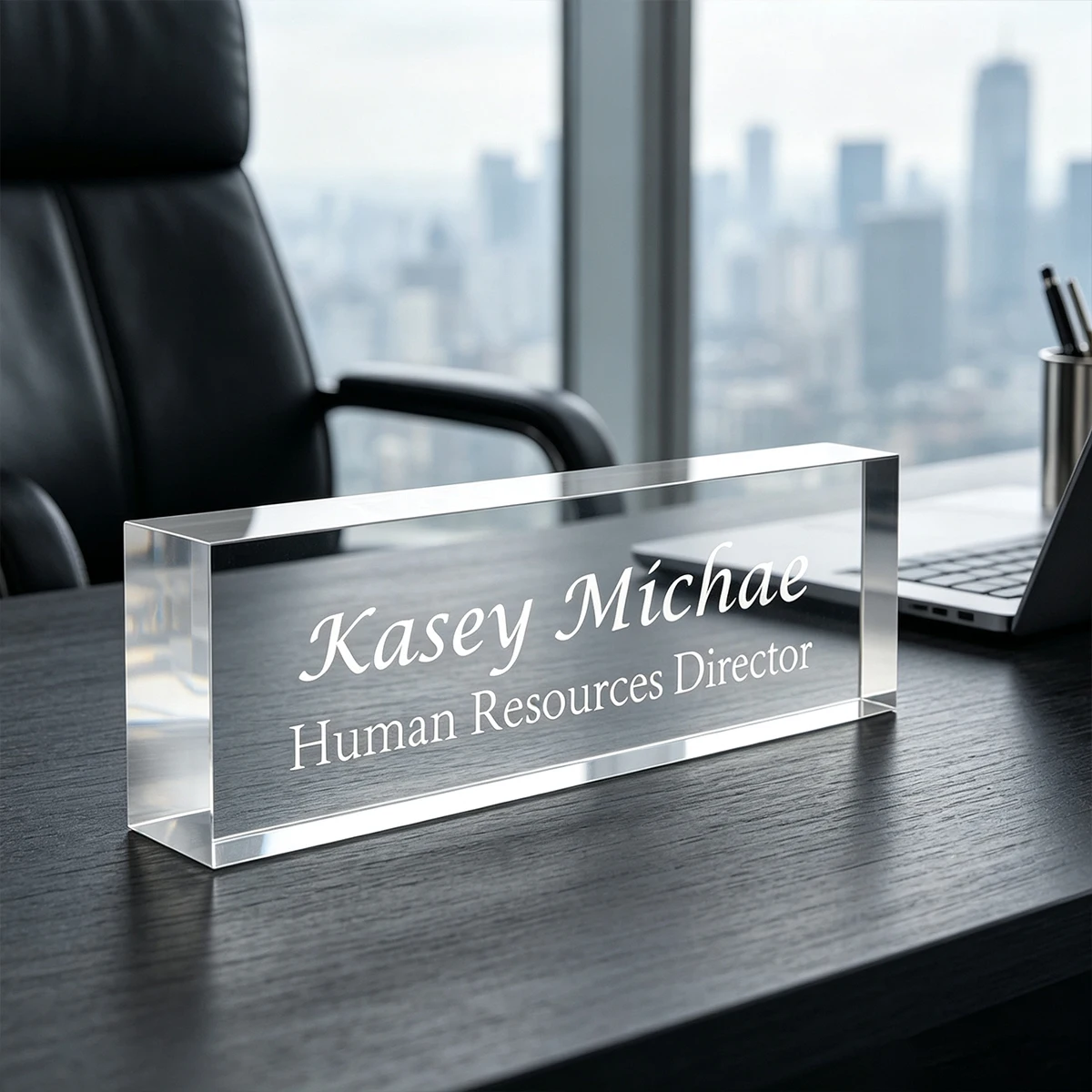 Custom Clear Acrylic Desk Name Plate，Personalized Name Title Sign Office Desktop Nameplate For Boss Teacher Coworker Business Gi