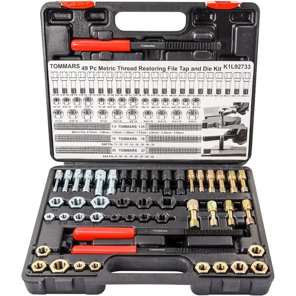 

49-Piece Damaged Nut Screw Repair Kit Specialized Tool for Rusty Screw Rust Removal Thread Restoration