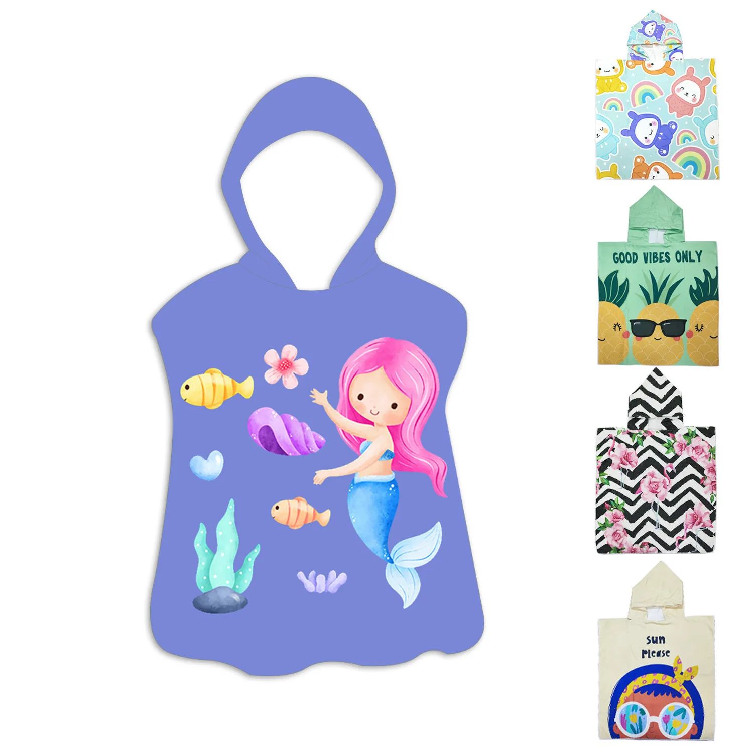 

Cartoon Children's Hooded Cloak Baby Shower Water Absorbent Quick Drying Beach Scarf Cloak Bathrobe Wearing Beach Towel