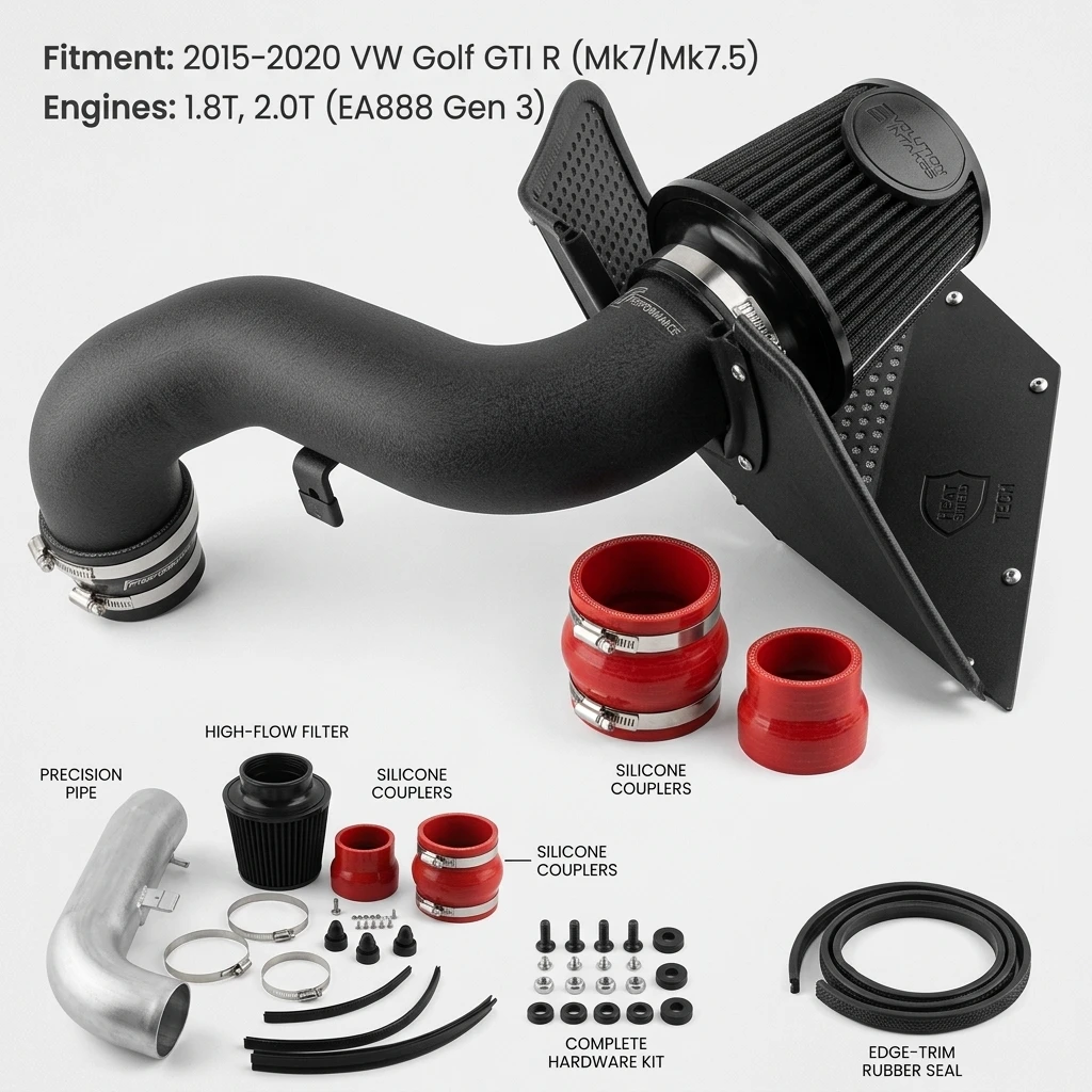 Kit di modifica dell'aspirazione per motore Volkswagen EA888 Mk7 per Audi A3 1.8T 2.0T Tubo di aspirazione turbo Filtro aria Sistema di aspirazione Kit di induzione aria fredda Ricambio ad alte