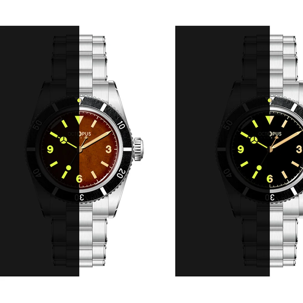 Octopus Kraken Retro Watch 37MM PT5004\SW200 Mechanical Wristwatch Diver 20Bar Waterproof Sapphire Crystal Watch for MenOCT-0028