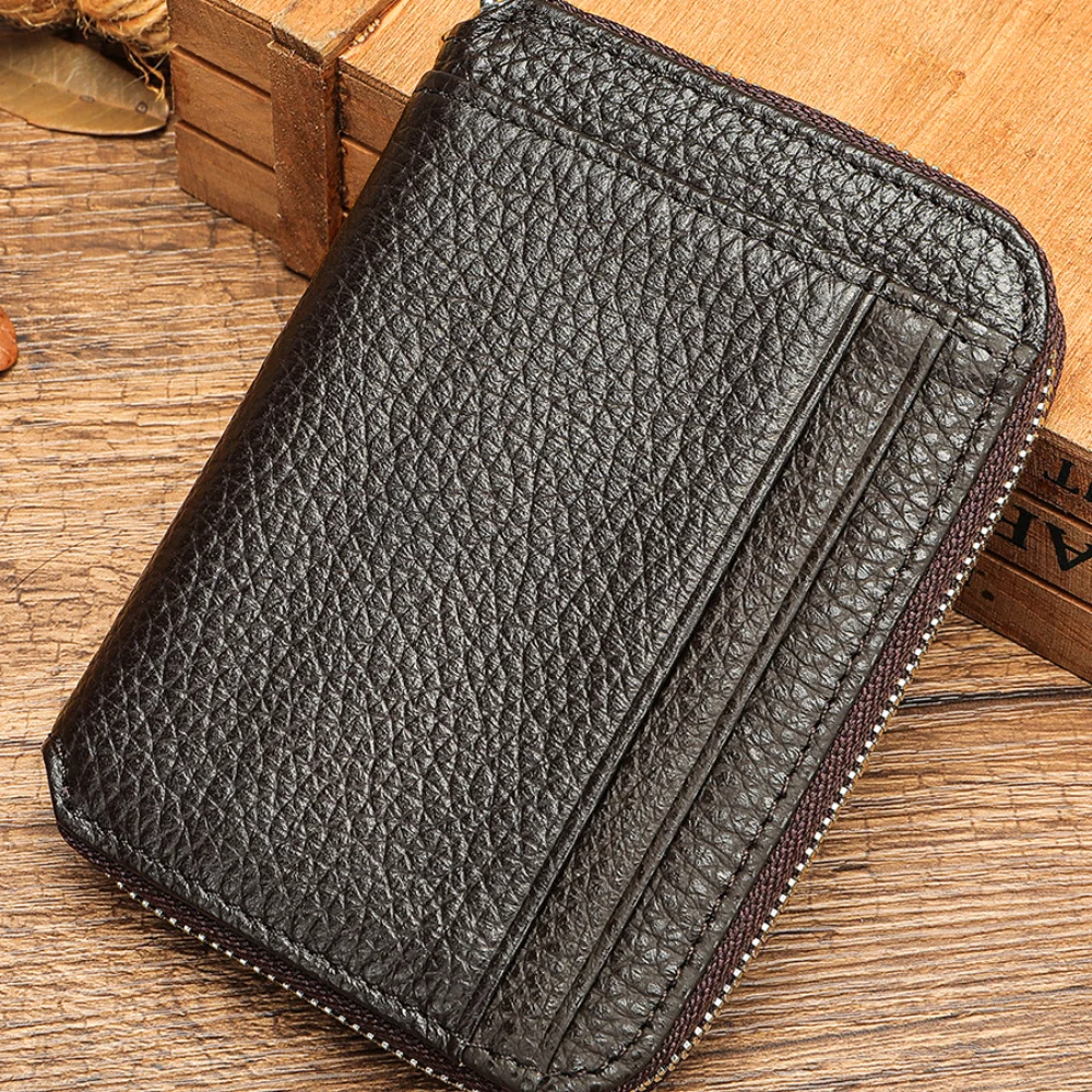 حامل بطاقة جلدية أصلية نموذج جديد سعة كبيرة فتحات بطاقة متعددة حامل بطاقة الهوية الصغيرة محفظة نسائية للعملات المعدنية من جلد البقر #2