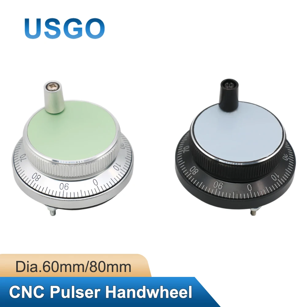 USGO CNC Pulser Handwheel 5/12/24V 4/6Pin Pulse 100 Manual Pulse Generator Hand Wheel CNC Machine 60mm Rotary Encoder