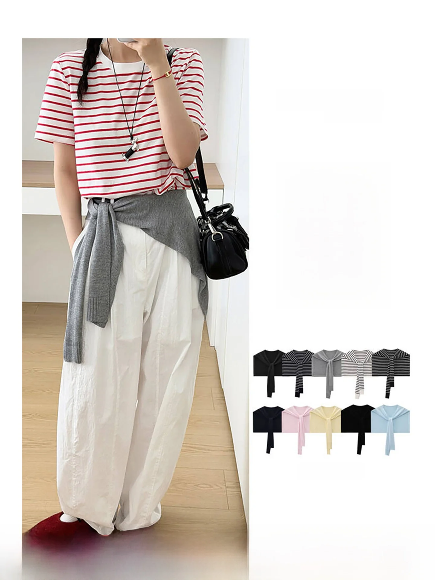 

KUHNMARVIN Classic Striped round Neck Knitted T-Shirt Women's Summer New Casual Basic Short Sleeve Fashionable Tee