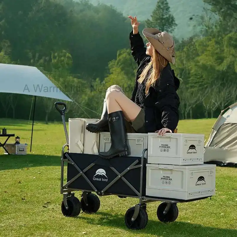 

Camper Cart Outdoor Tables Foldable Camp Cart Children Can Lie Down Camping Small Trailer Picnic Trolley Portable Table