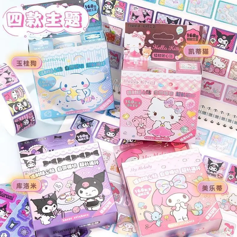 Sanrio Laser Sticker Kuromi Melody Stamp Sticker Children's Manual Cartoon Decorative Label Sticker Children's Reward Gift