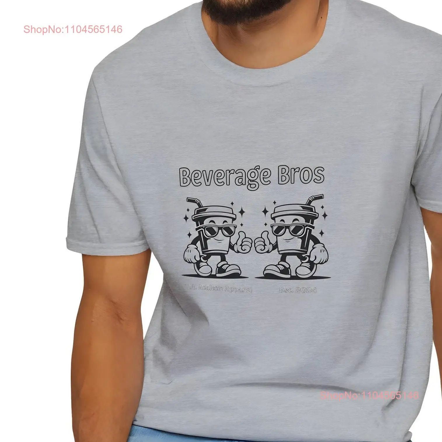 

Футболка Beverage Bros с забавным персонажем из мультфильма для напитков, крутая для него, ее братья, с длинными или короткими рукавами
