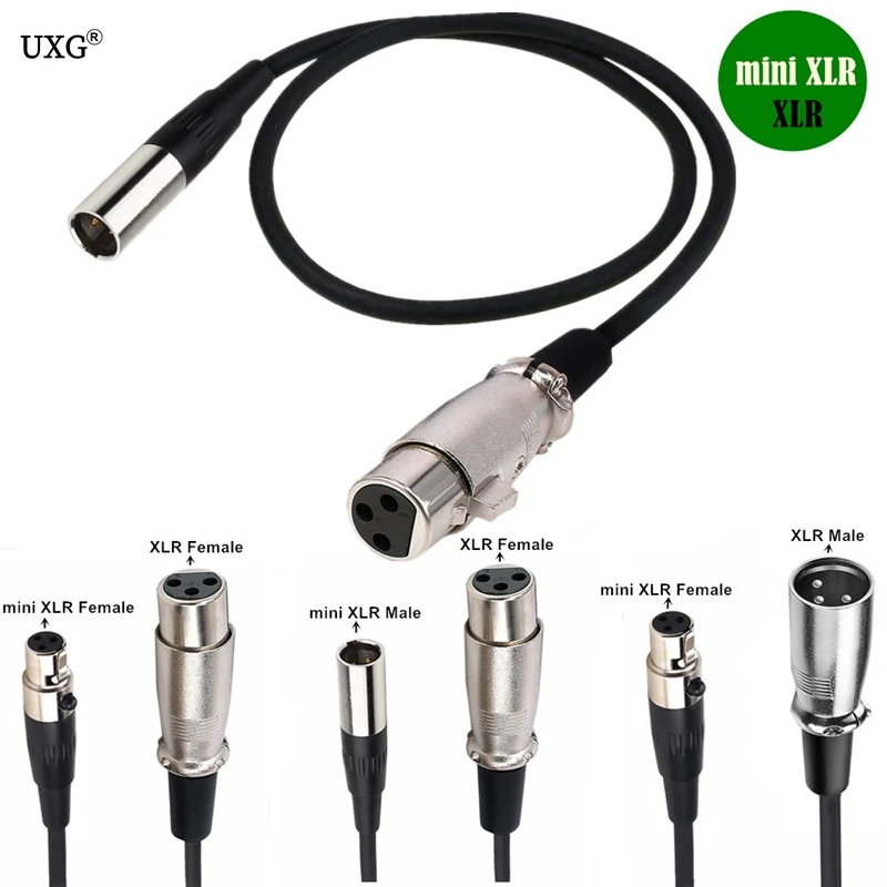 Mini XLR 3pin Male To XLR 3pin Female Audio Cable Aluminum Foil Shielded Copper Wire Audio Line Cable For Microphone Cameras