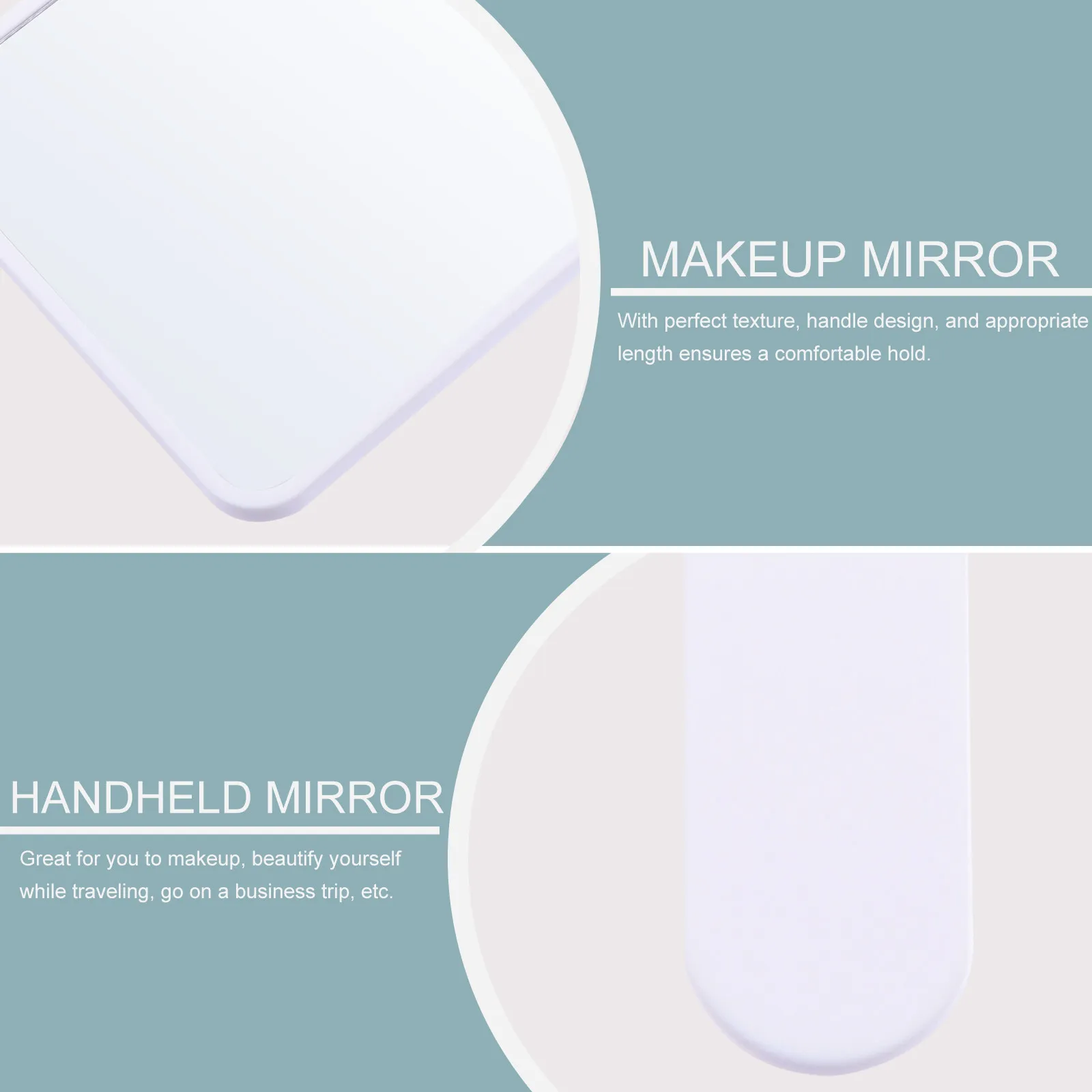 Handheld Makeup Mirror Portable Mirror for Women Salon Barbers Clear Surface Beauty Tool Travel Essential