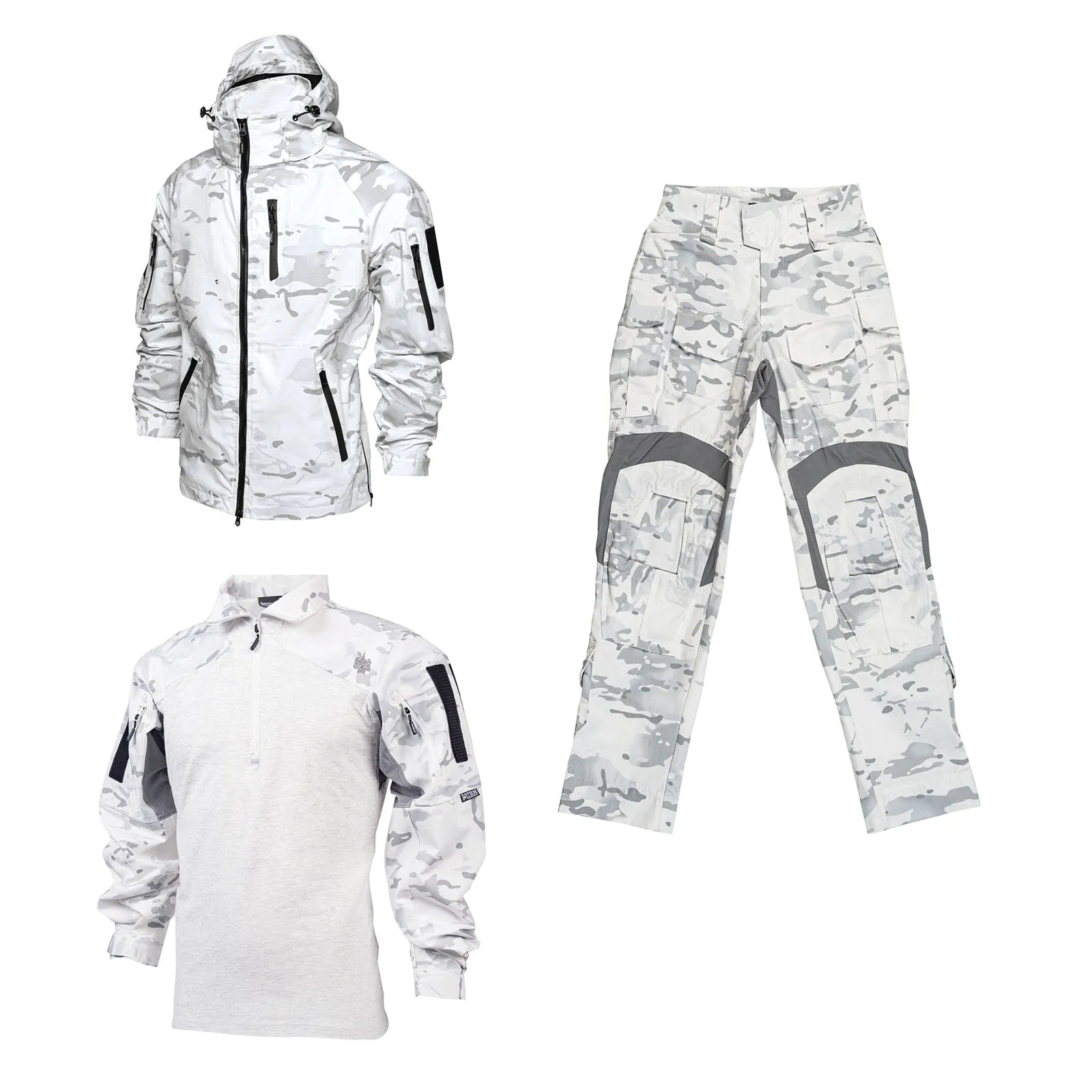 في الهواء الطلق البوليستر القطن MCAP الثلوج التمويه معطف أبيض التكتيكية أعلى الربيع والخريف رقيقة التنقل في الهواء الطلق