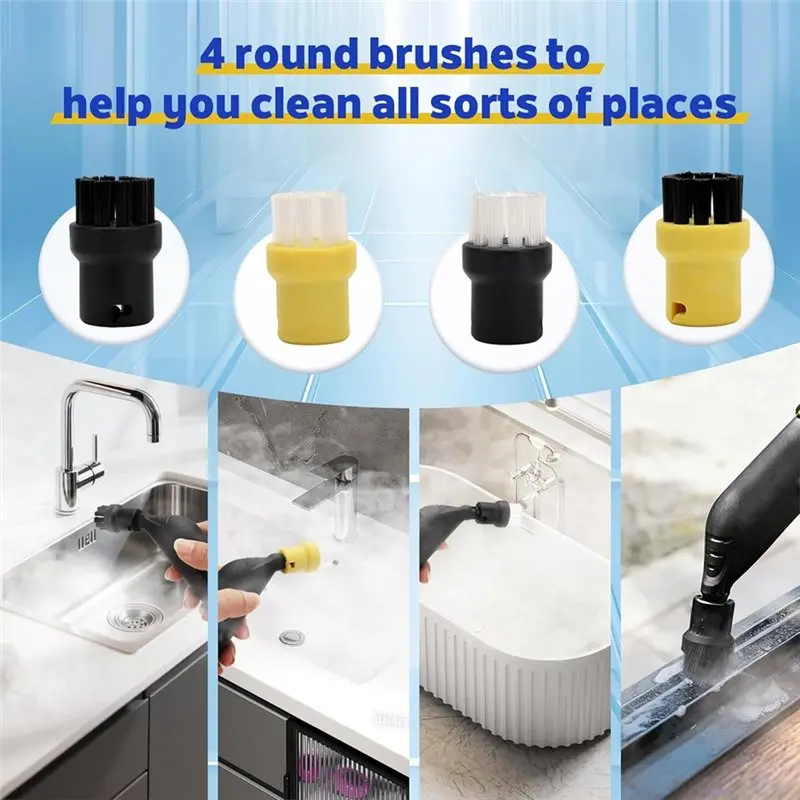 AB43-For Karcher SC1 SC2 SC3 SC4 SC5 Steam Cleaner Replacement Parts- Round Brush, Power Nozzles Set Joint Brushes
