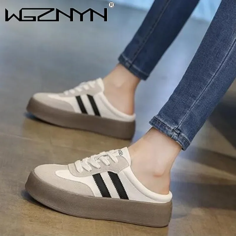 

Модные женские тренировочные тапочки 2025 года, женская обувь с круглым носком, одинаковые по цвету, обувь для отдыха с неглубоким носком, Zapatillas De Mujer