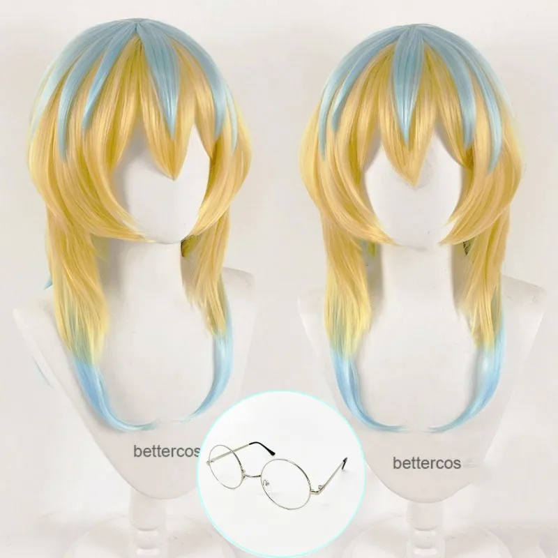 Rindo Haitani Cosplay Wig High Quality Anime Gold Blue Heat Resistant Synthetic Hair Haitani Rind Wigs + Wig Cap