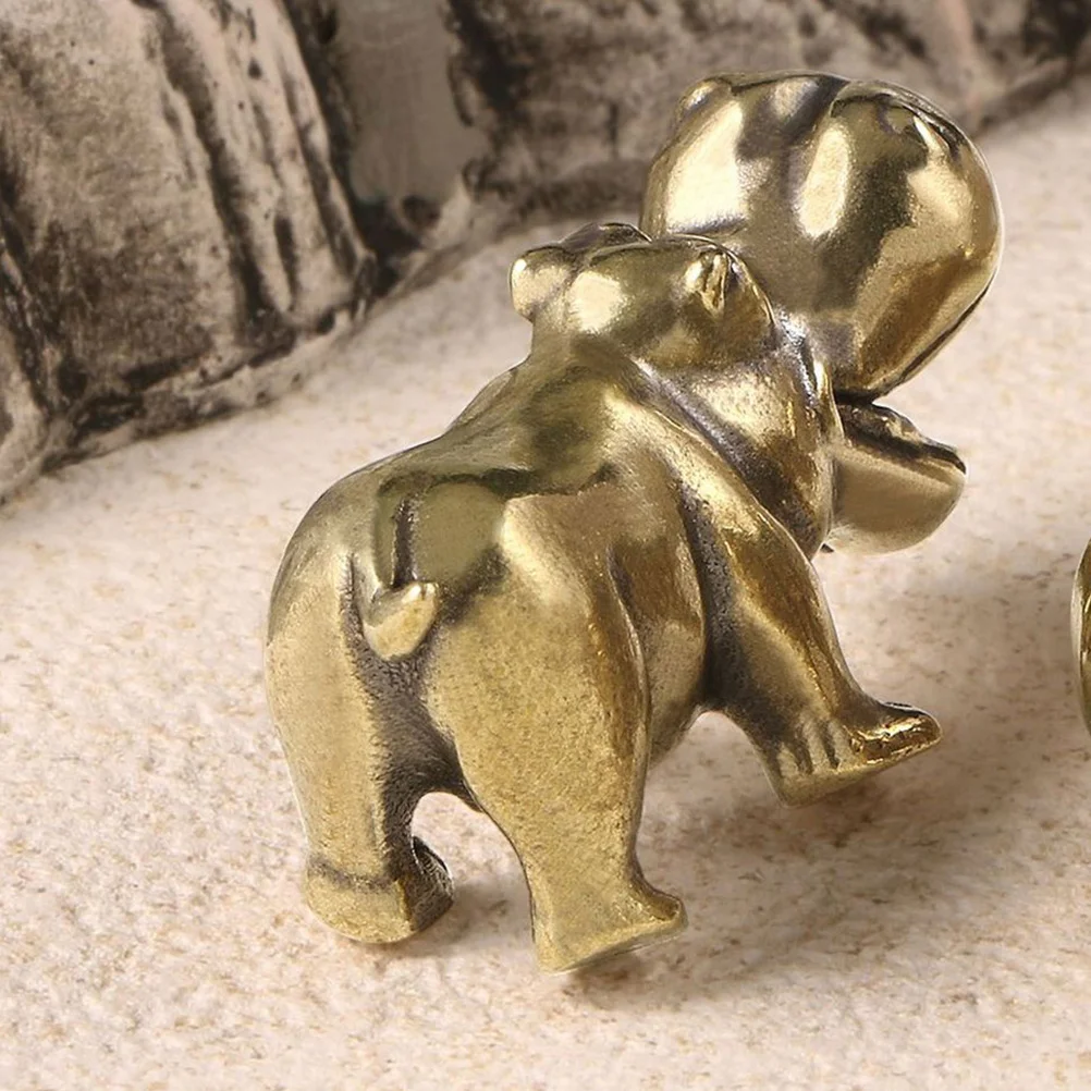 

2pcs Vintage Brass Hippo Ornament, Retro Desktop Decor For Home Car Desk Table Bookshelf, Brass Garden Ornament