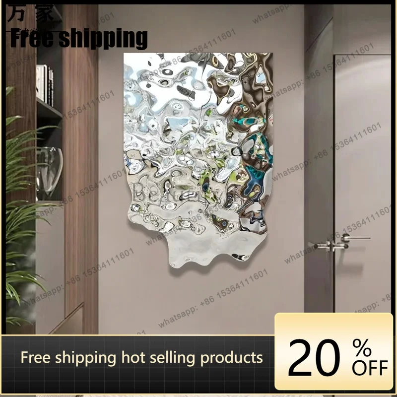 

LJY water ripple water drop wall hanging hotel clubhouse wall decoration pendant stainless steel entrance wall decoration