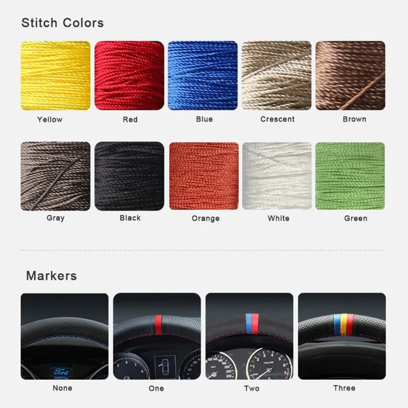 Artificial Leather Braiding Steering Wheel Cover for Hyundai I10 Aura Grand I10 Nios Asta 2021-2023 Car Hand-sewing Accessories