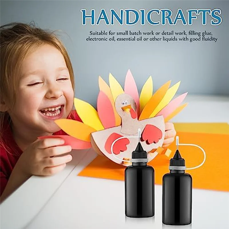 LITE-100 Uds. Botella de pegamento con punta de aguja negra de 30 Ml/1 Oz para tinta con Alcohol, artesanía DIY acrílica