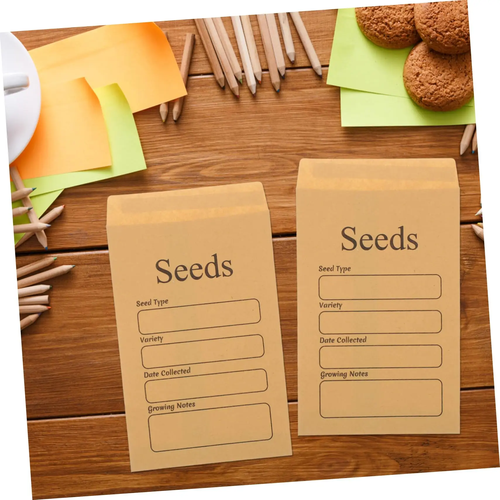 50 PCS Kraft Seed Saving Envelopes, Self-Sealing Seed Storage Envelopes Mini Envelopes for Collecting Flower Vegetable Seeds