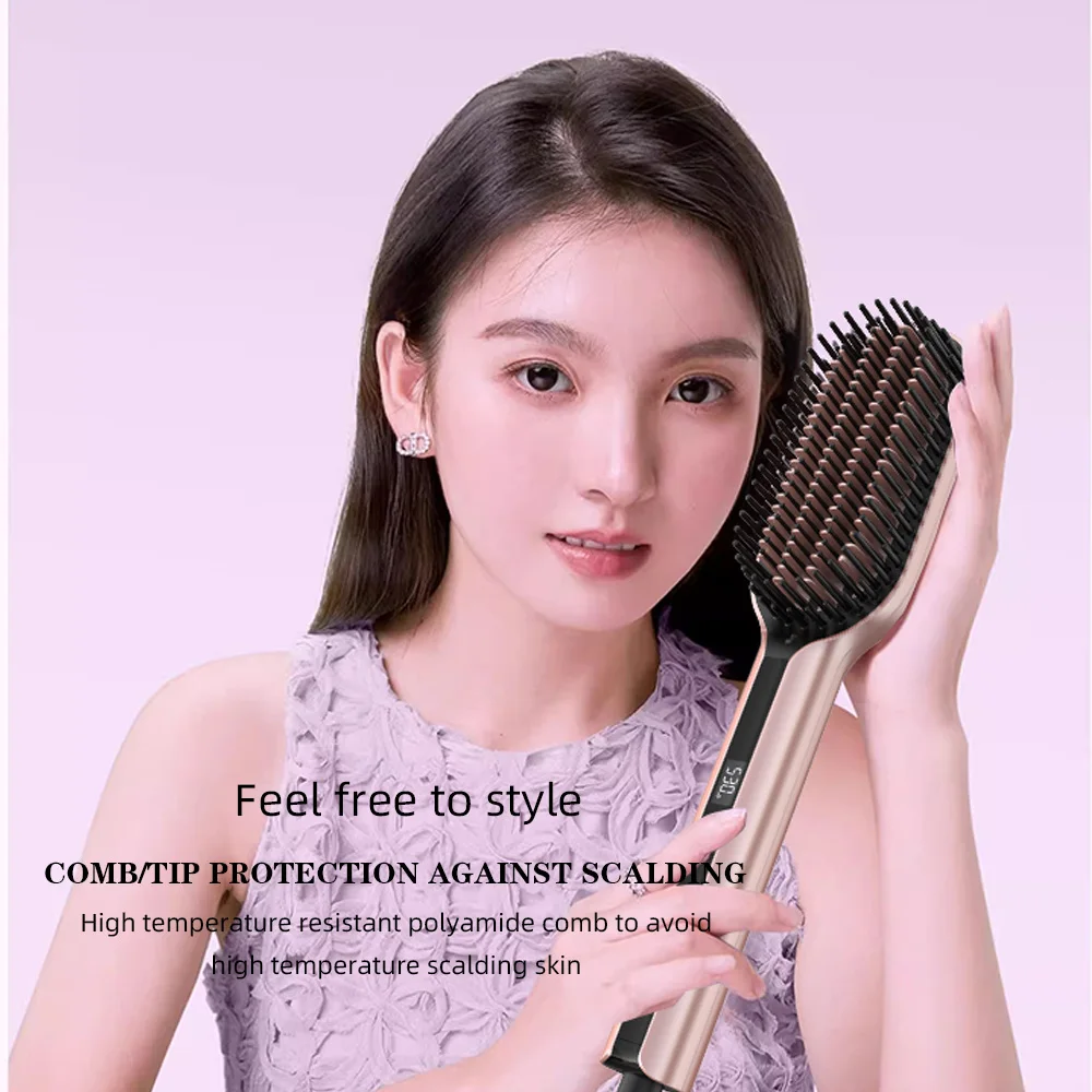 Brosse à lisser les cheveux ionique PTC avancée de haute qualité avec 5 réglages réglables, outils de lissage et de coiffure