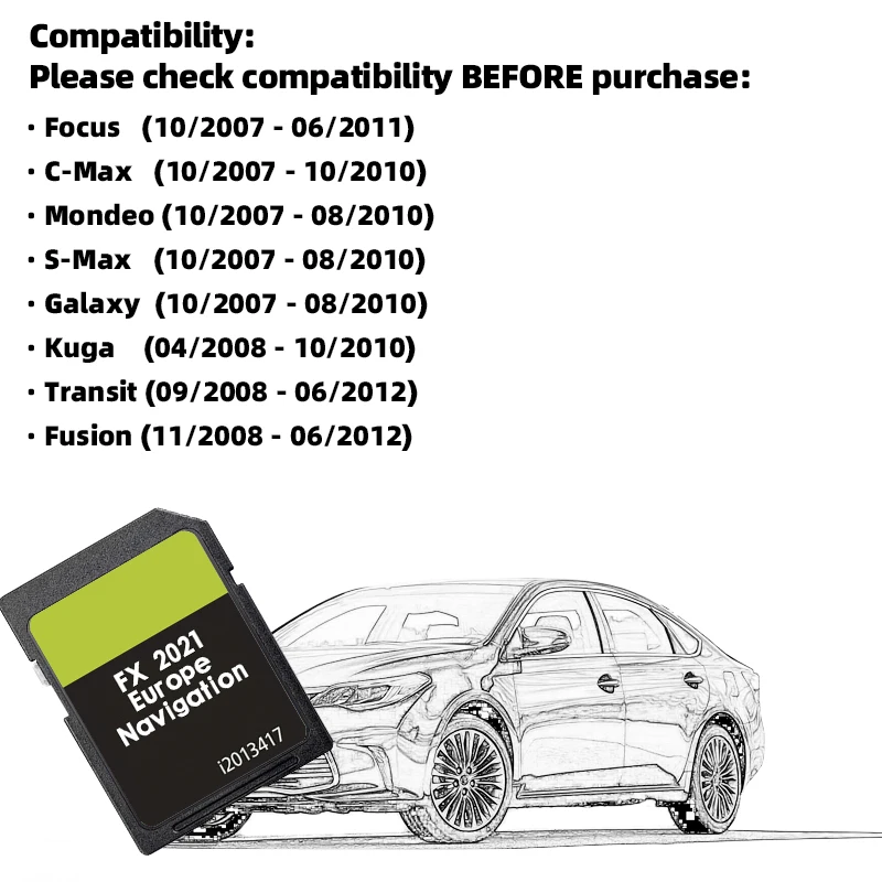 for Ford FX 2021 GPS Card C-Max Focus Mondeo Kuga Galaxy Transit Bosch i2013417 SAT Navigation SD Card