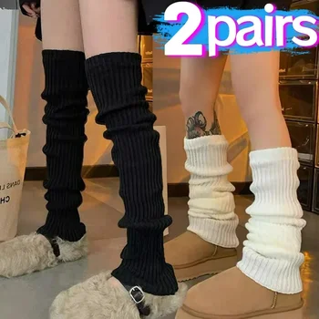 1/2Pairs Lange Sokken Vrouwen Beenwarmers 70CM Verlengd Herfst Winter Over de Knie Laars Manchetten Meisje Lolita Gebreide Over-de-Kalf Sokken
