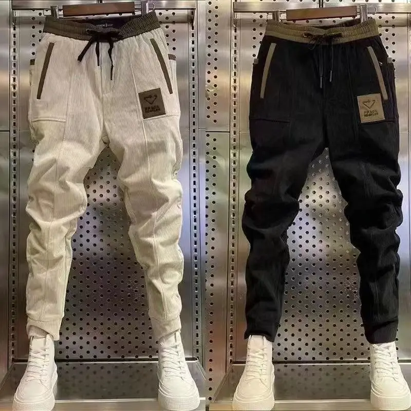 

Men's Autumn Winter Corduroy Harajuku Pants Trendy Loose Versatile Casual Trousers Fce Lined Classic Sle High Waist Long...