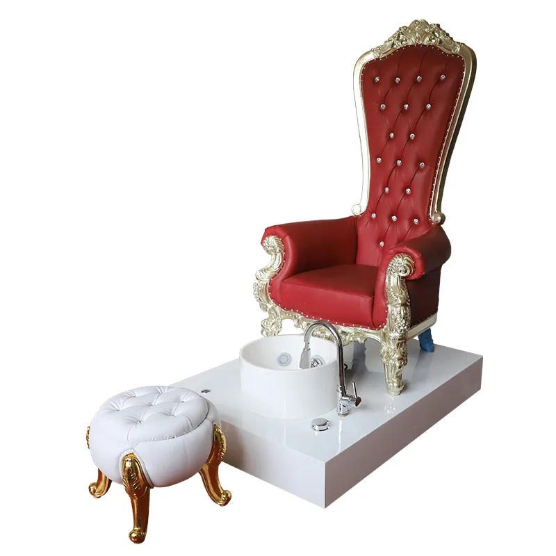 Salon Luxury Royal Throne Modern Pipeless Whirlpool System Foot Throne Spa Silver Frame Queen Pedicure Chair