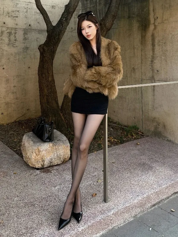 Casaco Externo de Couro de Pele Única, Estilo Solto, Lindamente Projetado, Ideal para Uso Diário e Festas