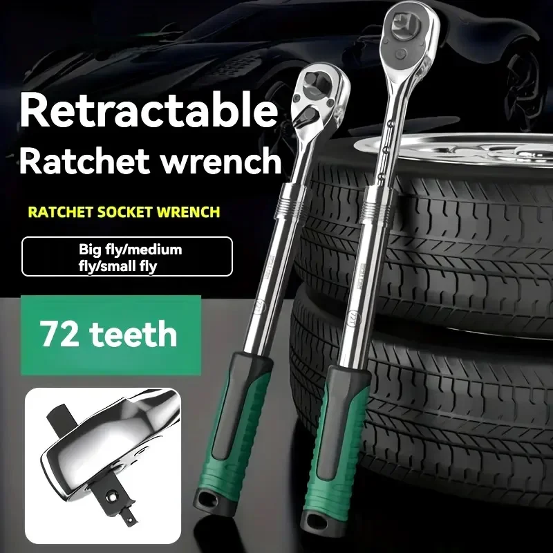 

1/4" 3/8" 1/2" Drive Retractable Ratchet Set Drive Rotating Ratchet Reversible Drive 72 Tooth Socket Wrench Mechanical Tool