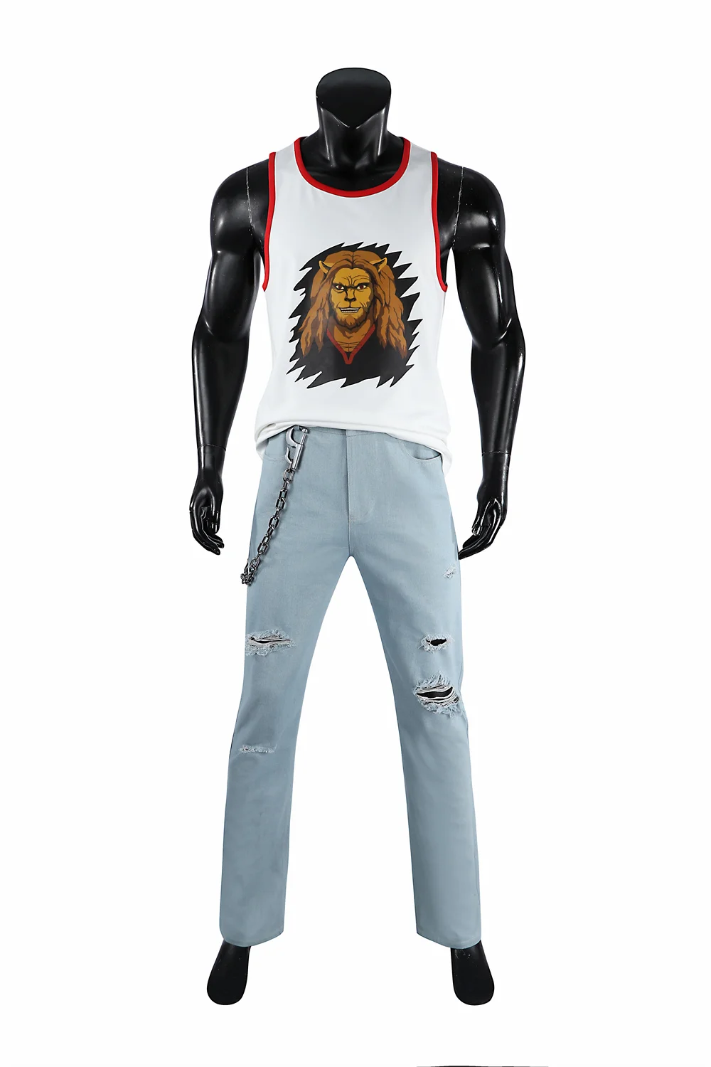 غاريت غاريسون أزياء تنكرية للرجال سترة وردية علوية جينز سروال مجموعة كاملة للهالوين "الرجل القمامة كوس الزي اليومي غير الرسمي