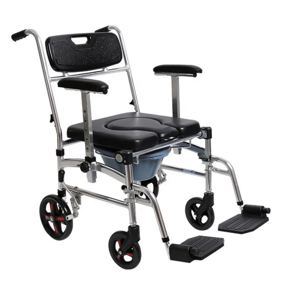 Luxury 3 In 1 Aluminum Foldable Shower Commode Wheel Chair For Patient