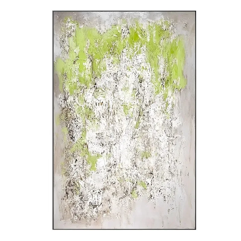 

Green, abstract, villa, large, decorative painting, hand-painted, soft decoration