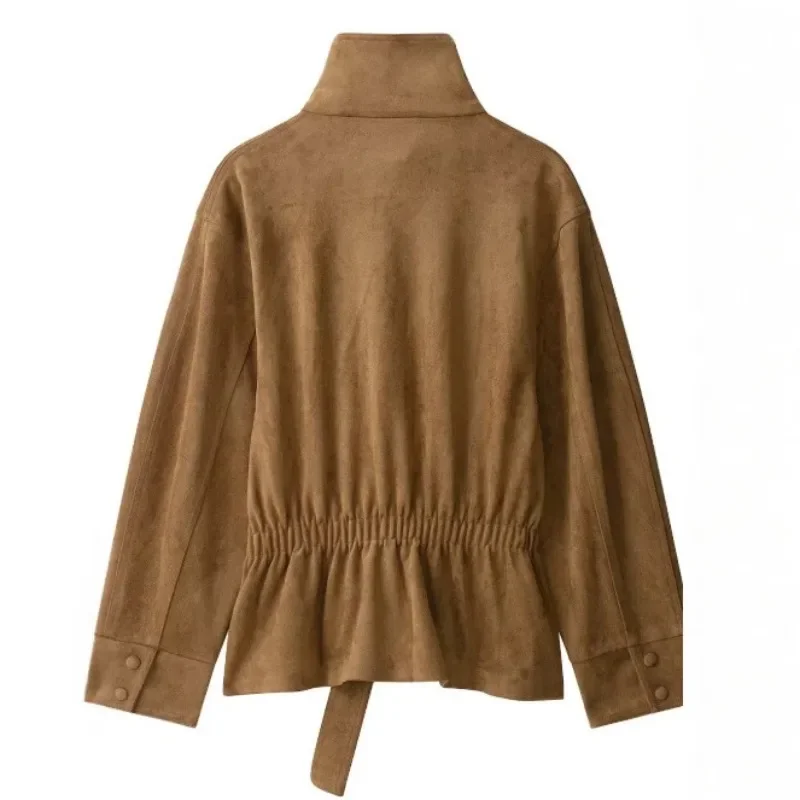 Casual Versatile Clothing for Women in Autumn and Winter Best-selling Fashion Trend Coat Solid Color Button Belt High-neck Coat.