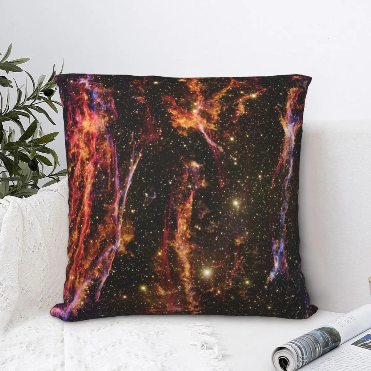 Veil Filaments (Cygnus Loop) Square Pillowcase Polyester Pillow Cover Velvet Cushion Zip Decorative Comfort Throw Pillow Home