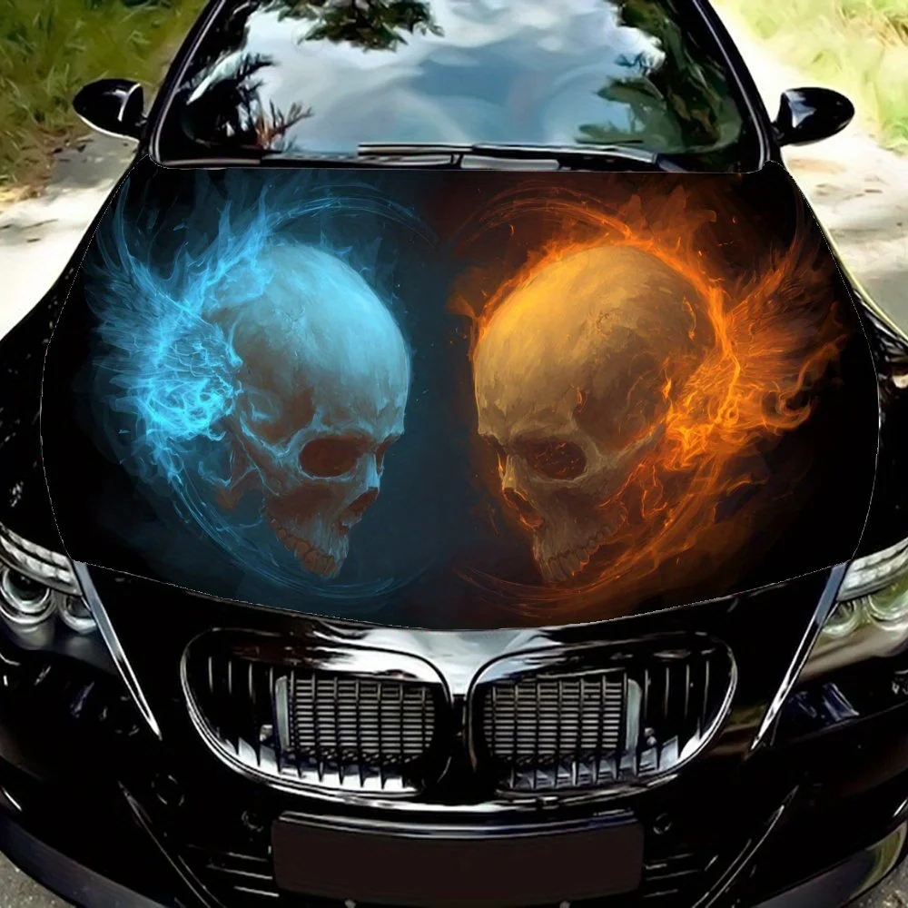 

Death Aesthetics of Extreme Opposition Car Vinyl Wrap, PVC Waterproof Car Hood Sticker, Self-Adhesive Scratch-Resistant Stickers
