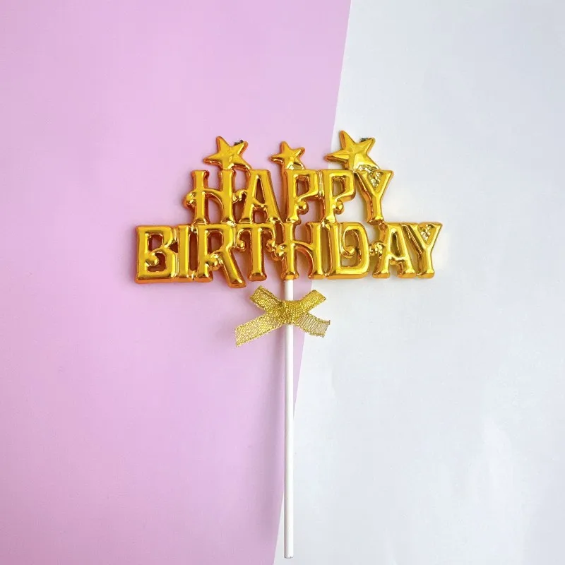 Russian Birthday Cake Topper with Golden Letter Cake Decoration English Happy Birthday Cake Decoration Birthday Party