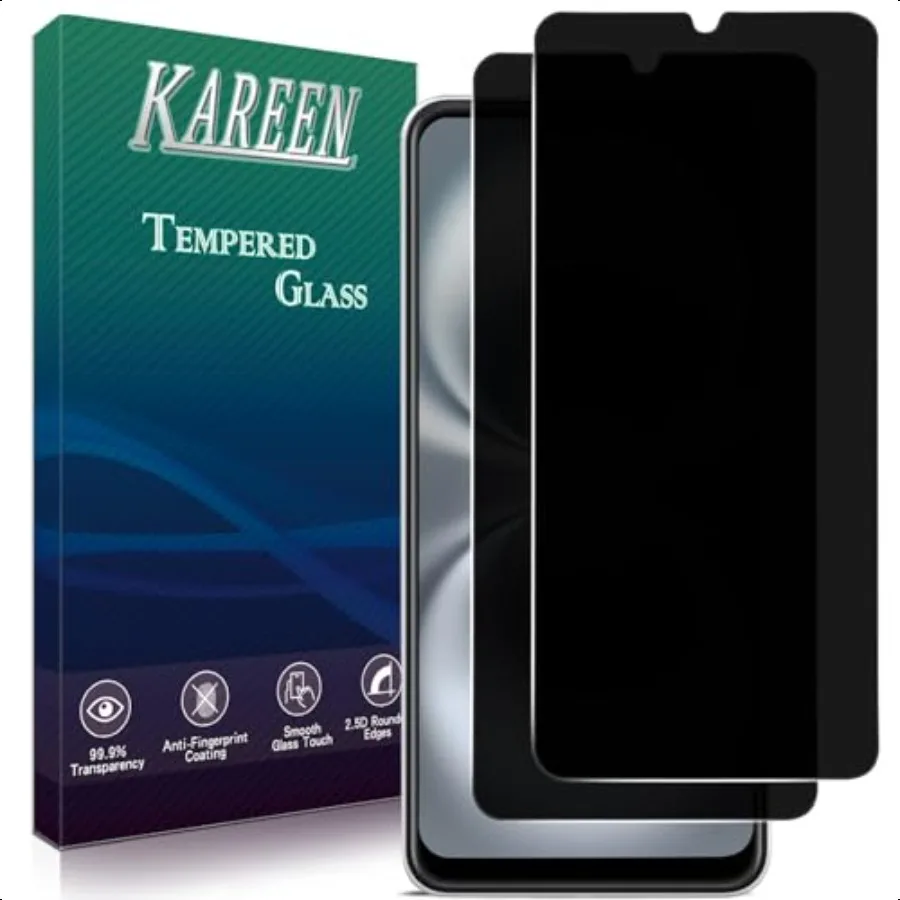 KAREEN Confezione da 2 pellicole protettive per la privacy per TMobile Revvl 7 5G Anti Spy Pellicola in vetro temperato privato Antigraffio Custodia senza bolle