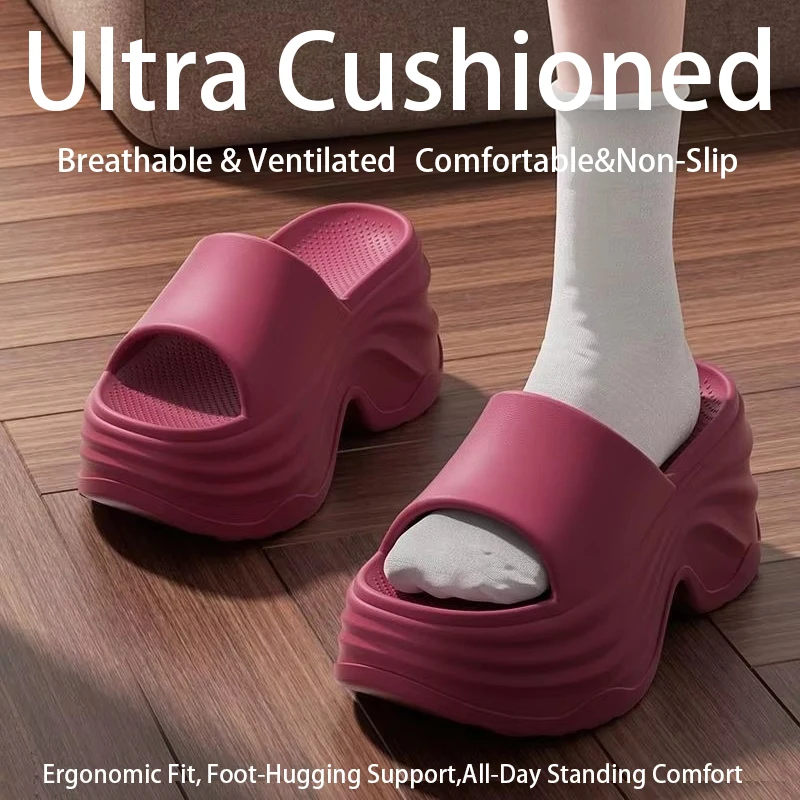 Increased Height and Thick-soled EVA Slippers for Women Wear Outside Anti-slip Cool Slippers Trendy Women's High-heeled Slippers