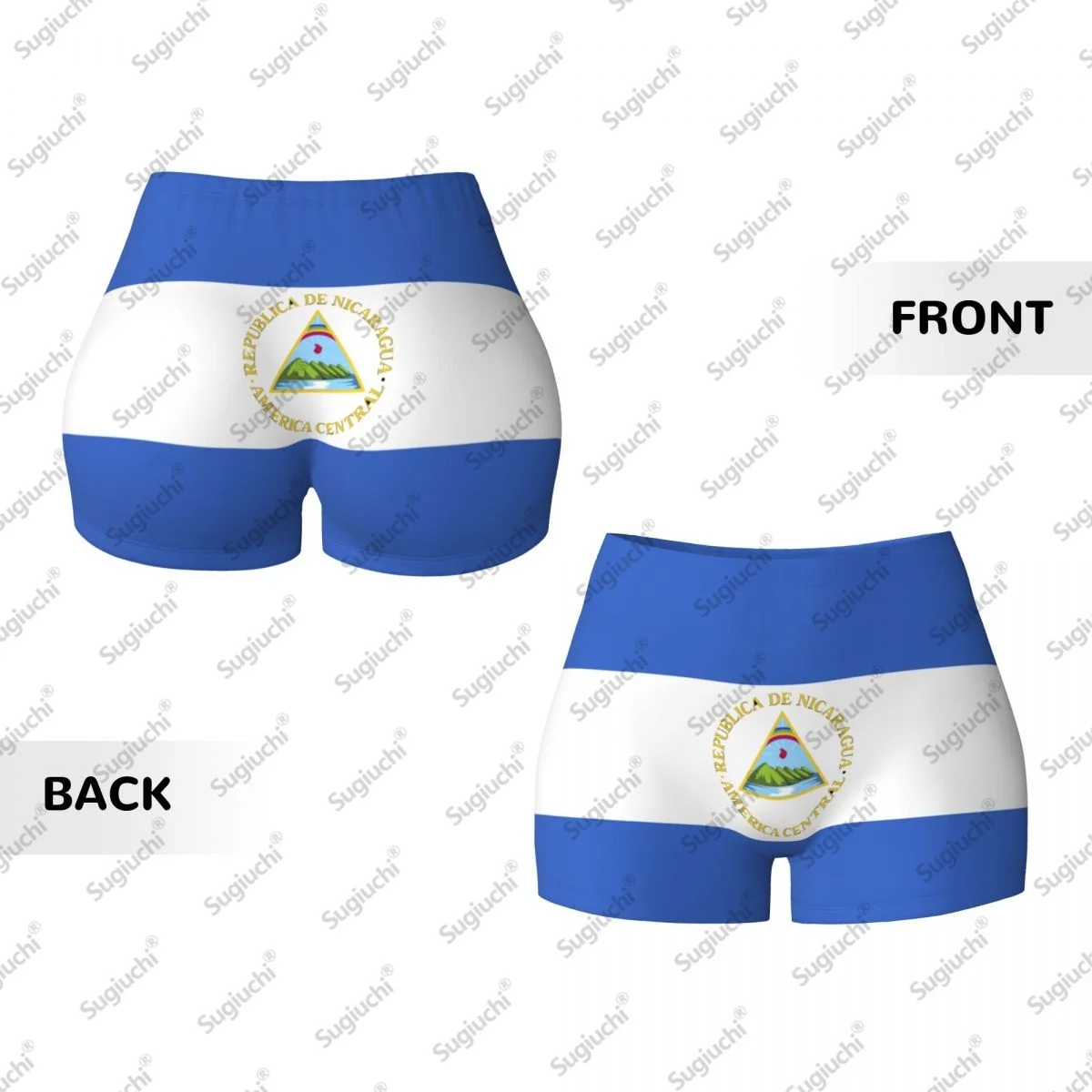 2026 Nicaragua Flag Yoga Shorts for Women Workout Scrunch Butt Lifting High Waisted Gym Running Short Pants